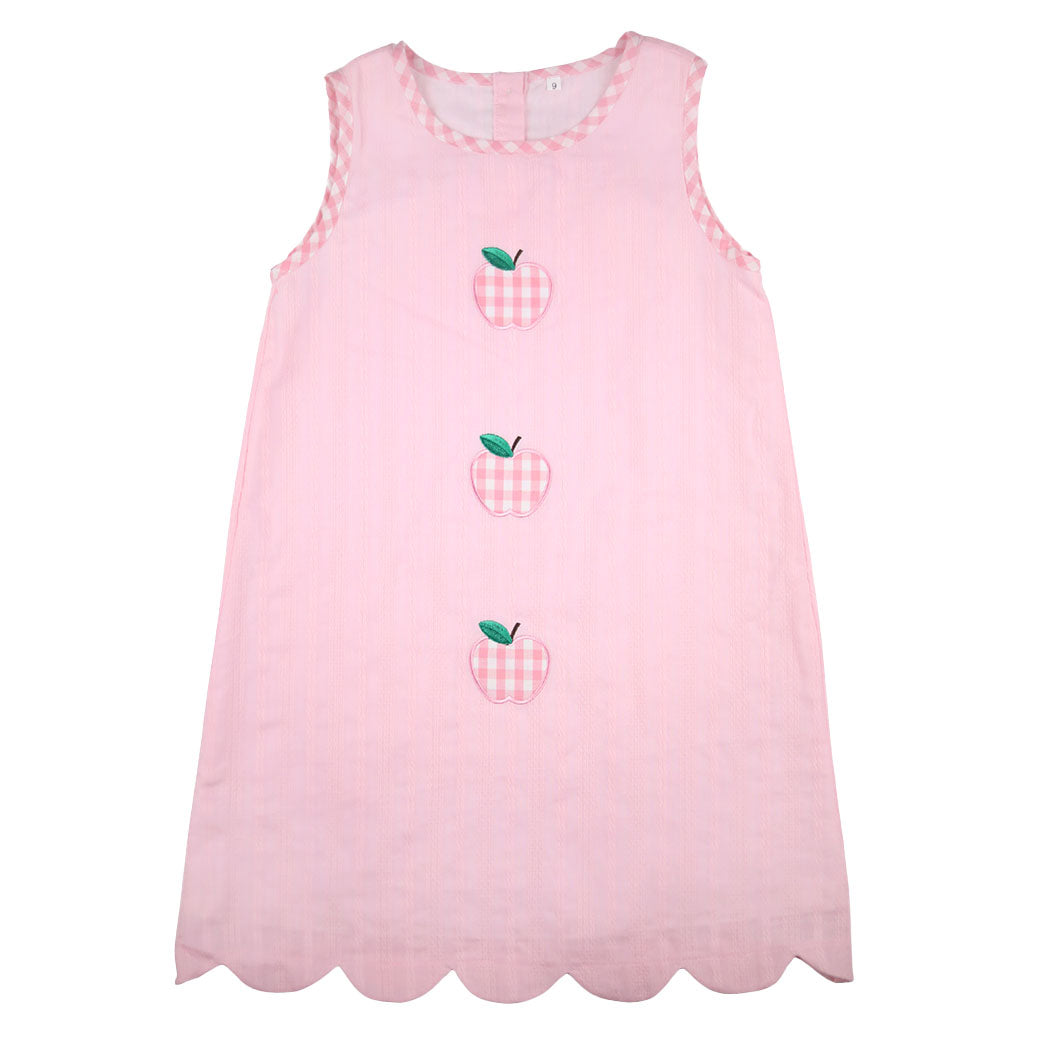 Back to School Girls Dress with Apples