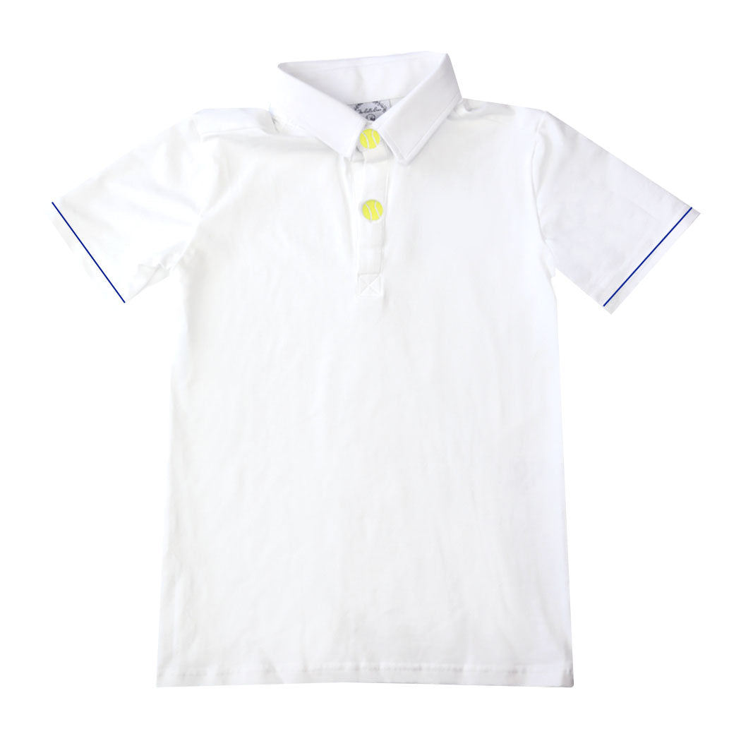 White Tennis Short-Sleeve Polo
