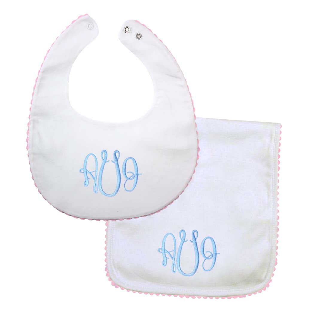 Pink RicRac Burp Cloth & Bib Set
