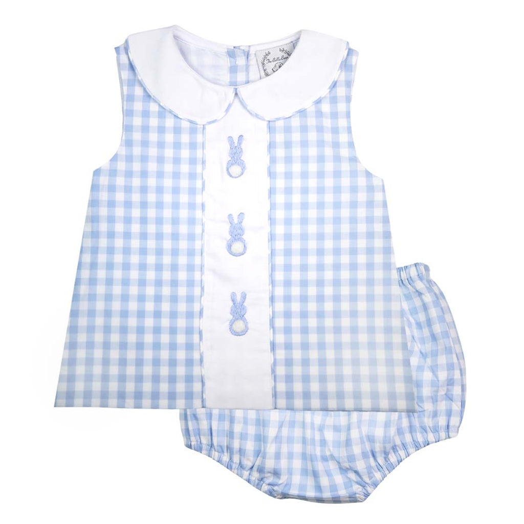 Bailey Boys Girls Blue Easter Bunny Meadows Print Bloomers Set main image 0