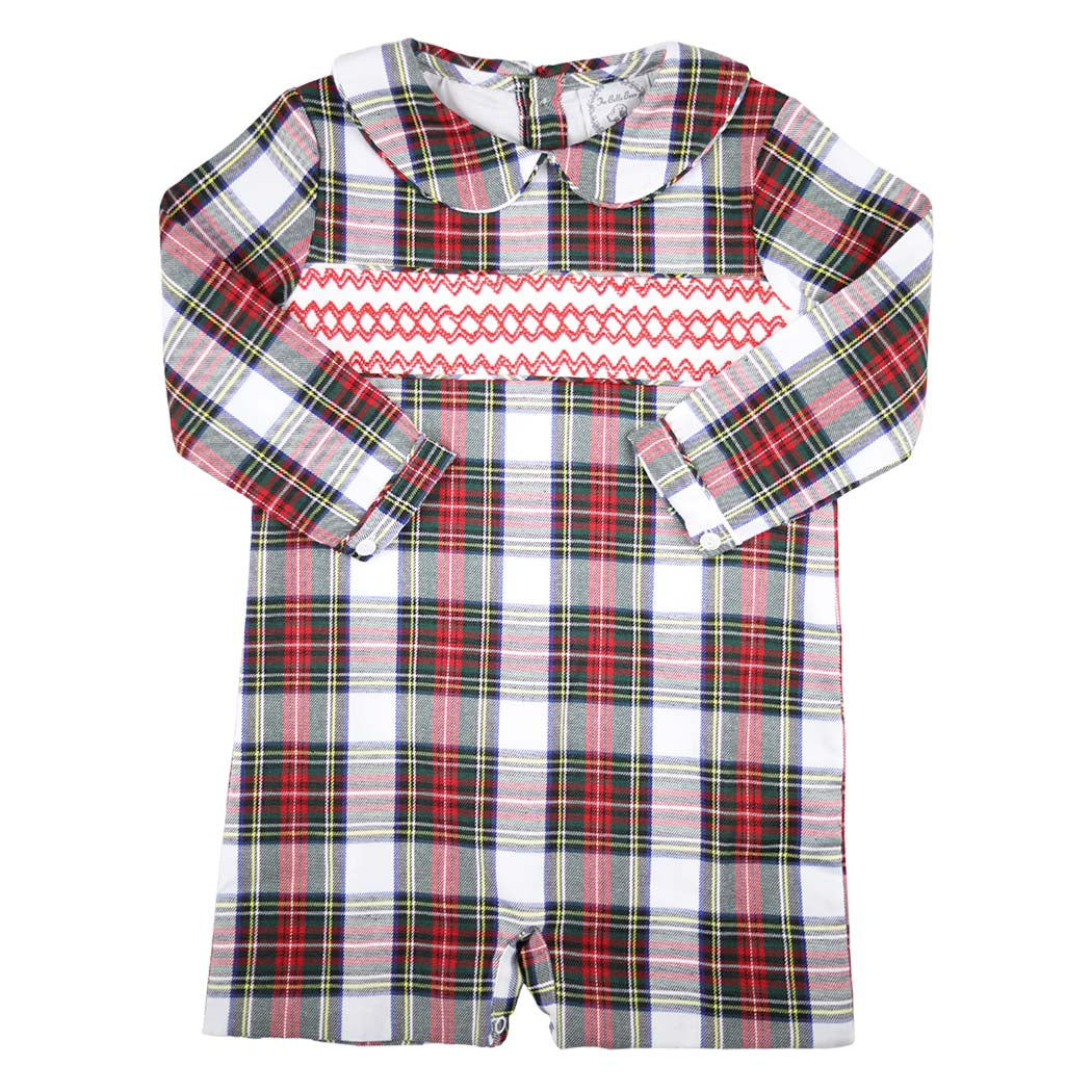 Smocked Christmas Tartan Shortall