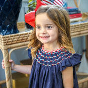 Navy Smocked Patriotic Bubble
