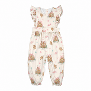 Christmas Pink Gingerbread Ruffle Romper