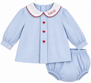 Blue Gingham Collared Swing Set with Hearts