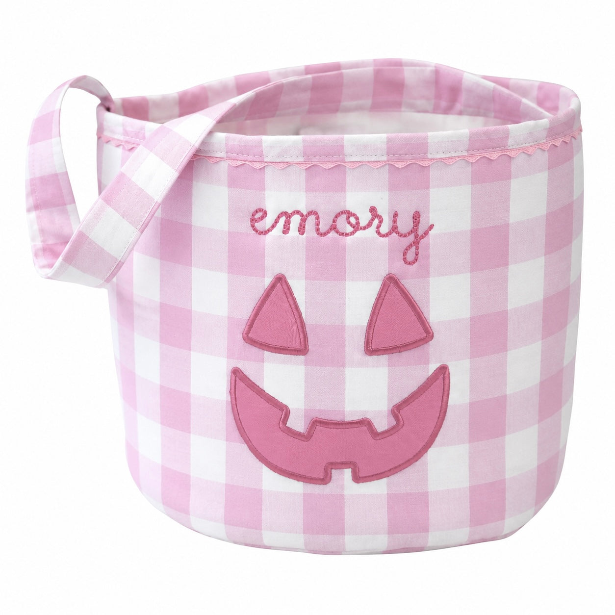 Pink Gingham Ghost Jack 'O Lantern Halloween Bucket