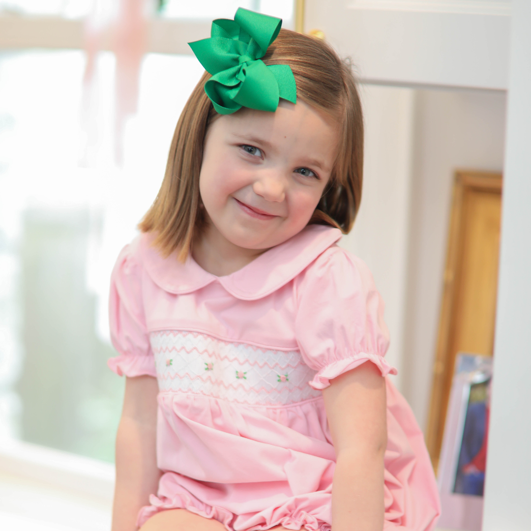 Pink Knit Smocked Bubble