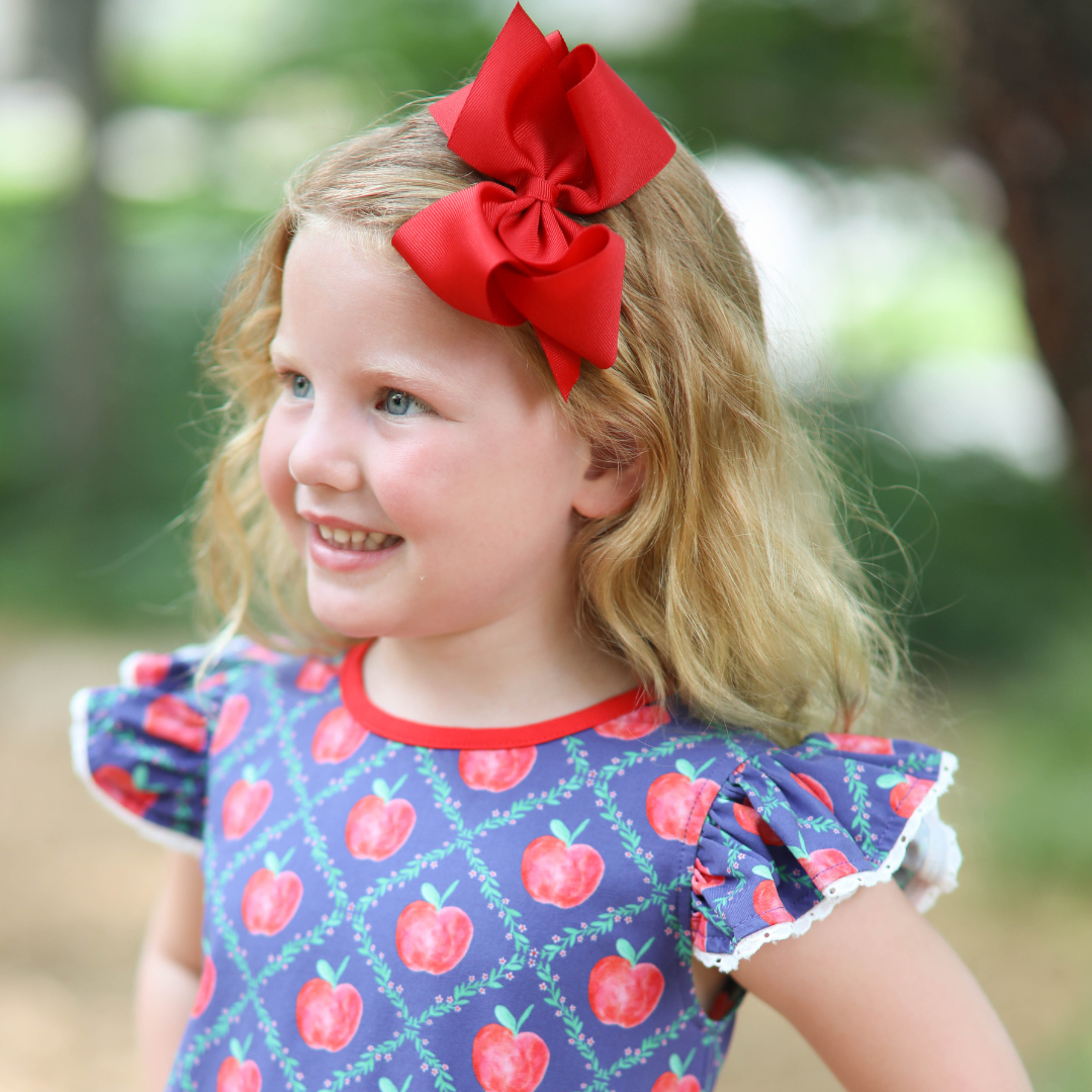 Navy Apple & Vine Printed Dress