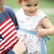 Patriotic Flags with Navy Gingham Ties Bubble