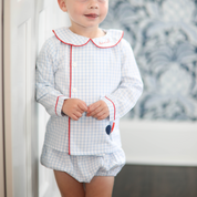 Birthday Boy Blue Windowpane Bloomer Set