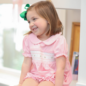 Pink Knit Smocked Bubble