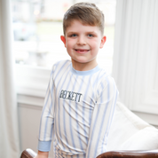 Blue Ticking Knit Loungewear Set
