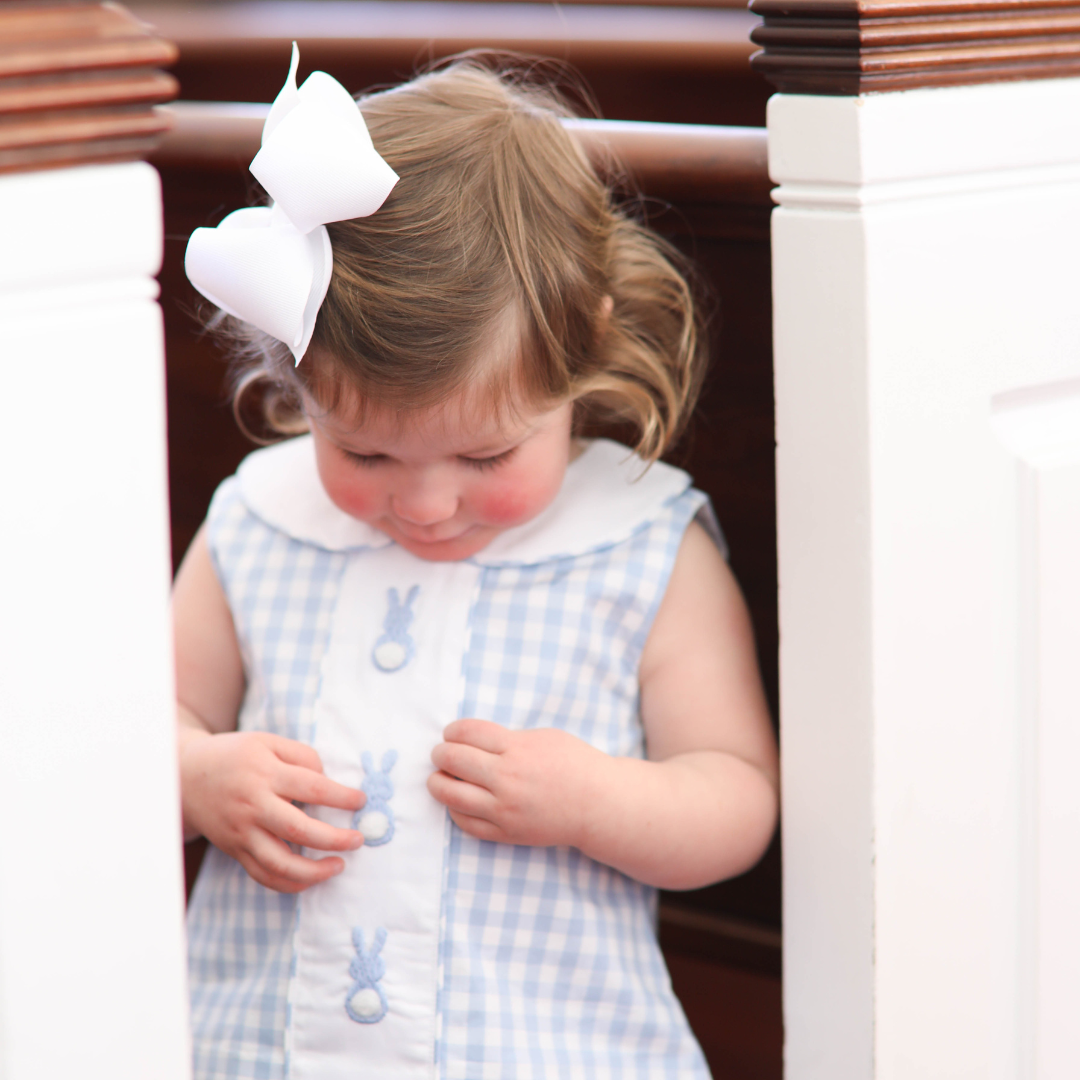 Blue Gingham Easter Bunny Sleeveless Swing Set