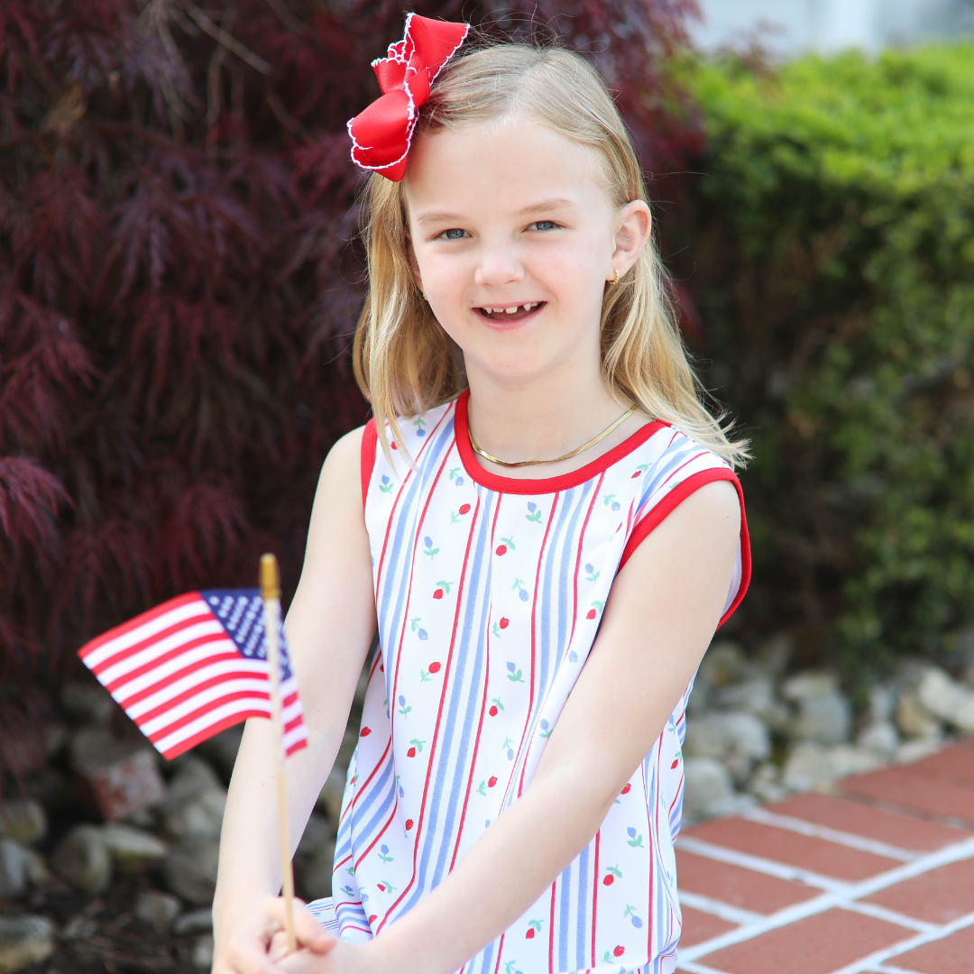 Patriotic Floral Sleeveless Dress