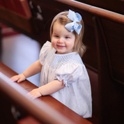 Blue Bunny Toile Smocked Bubble