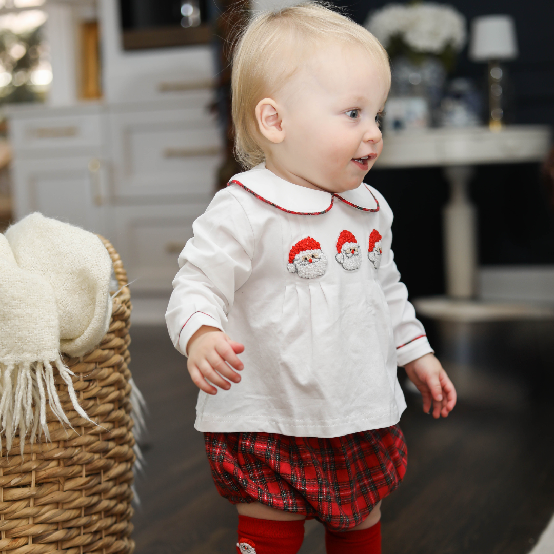 Festive Christmas Santa with Tartan Bloomer Set