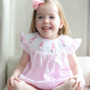 Pink Gingham Smocked Easter Bunny Bubble