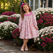 Pink Floral Smocked Dress