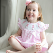 Pink Gingham Smocked Easter Bunny Bubble