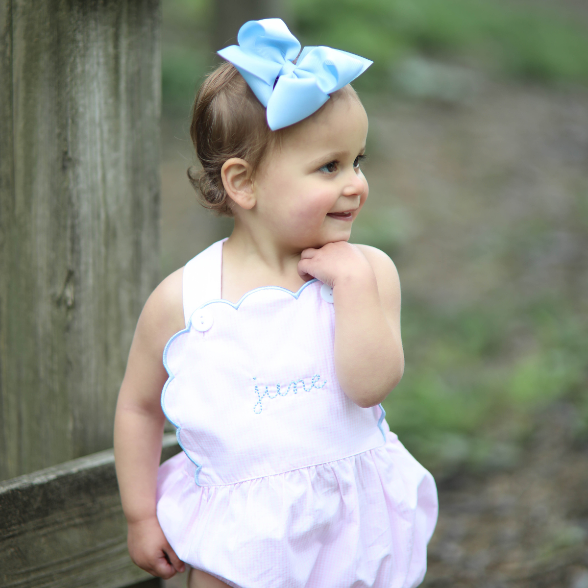 Pink Gingham Scalloped Bubble