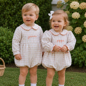 Boys Autumn Khaki Gingham Bubble