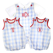 Patriotic Baby Blue Gingham Bubble with Bow