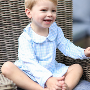 Blue Gingham Long Sleeve Bubble