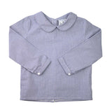 Navy Blue Gingham Peter Pan Shirt