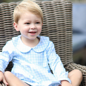 Blue Gingham Long Sleeve Bubble