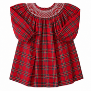 Christmas Red Tartan Smocked Dress