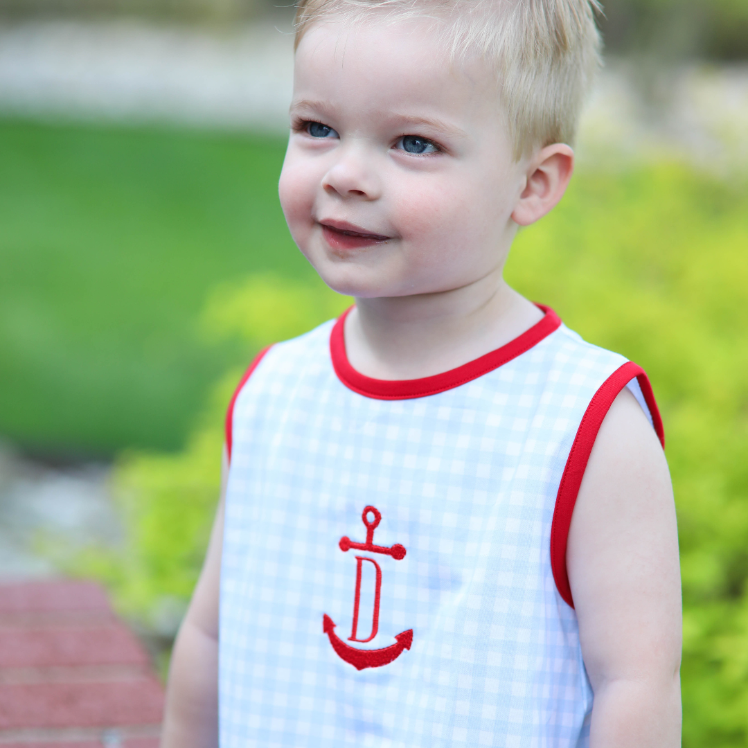 Patriotic Baby Blue Gingham Bubble