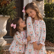 Scalloped Floral Swing Set with Pink Trim