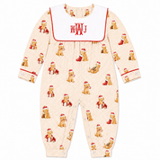 Christmas Santa Puppies Bib Romper