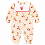 Christmas Santa Puppies Bib Romper