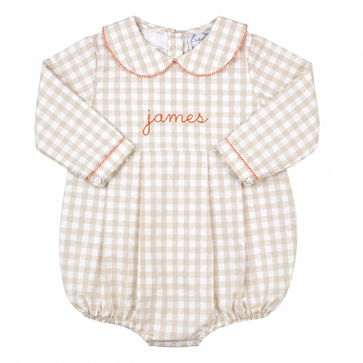 Boys Autumn Khaki Gingham Bubble