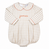 Boys Autumn Khaki Gingham Bubble