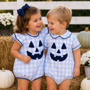 Girls Blue Gingham Jack O' Lantern Bubble
