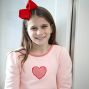 Pink Gingham Heart Sweatshirt Dress