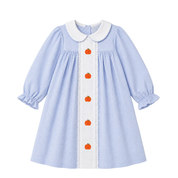 Girls Blue Gingham Pumpkin Dress