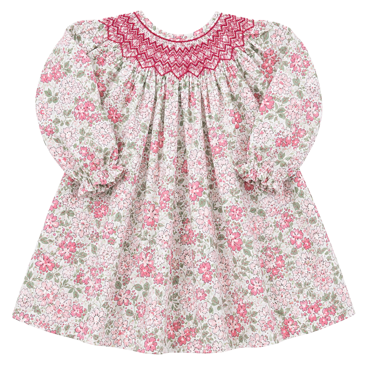 Pink Floral Smocked Dress