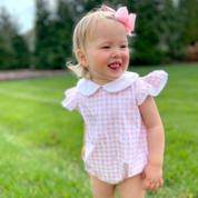 Girls Pink Gingham Ruffle Bubble