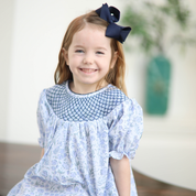 Blue Floral Smocked Dress