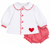 Scalloped Gingham Girls Swing Set with Hearts