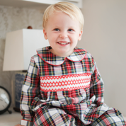 Boys Smocked Christmas Tartan Romper