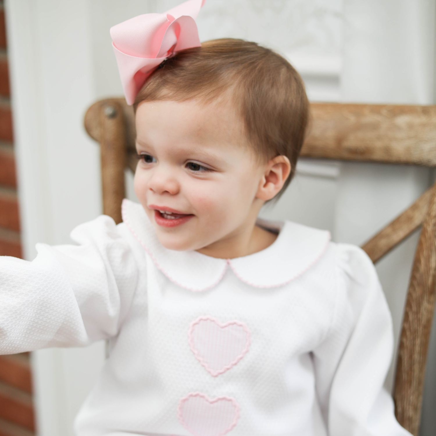 White Honeycomb & Baby Pink Gingham Heart Bubble