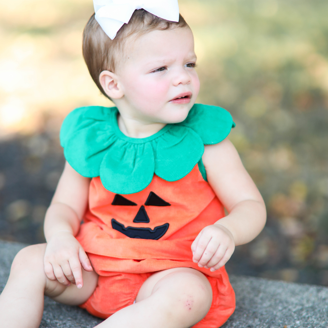 Girls Orange Corduroy Jack-O-Lantern Bloomer Set