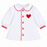 Scalloped Heart Dress with Red Trim
