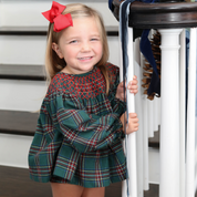 Smocked Green Tartan Swing Set