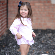 Lila Pink Gingham Long Sleeve Bloomer Set