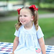 Blue Striped Swing Set with Apple Applique