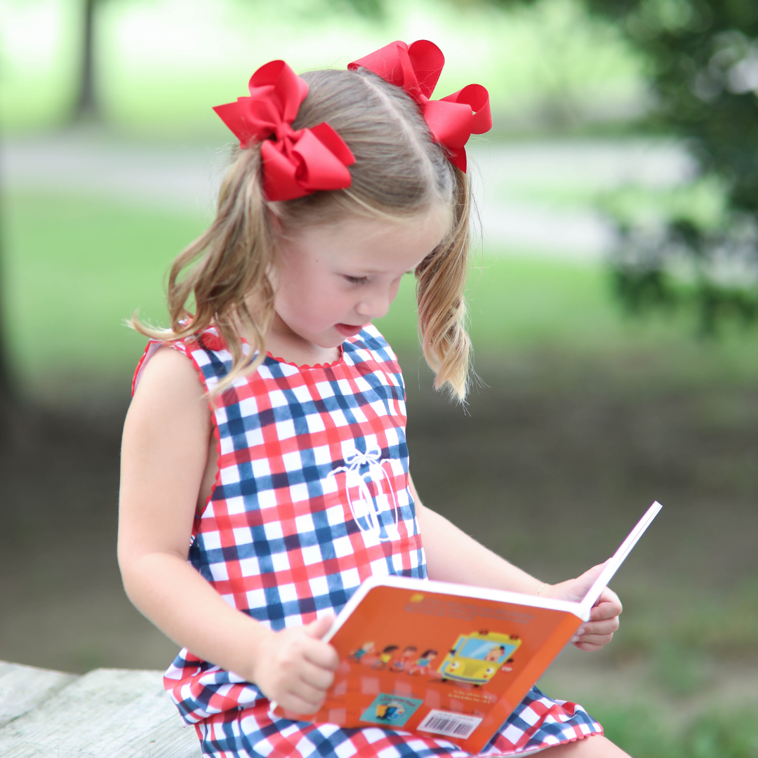 Girls Patriotic Red & Blue Gingham Dress